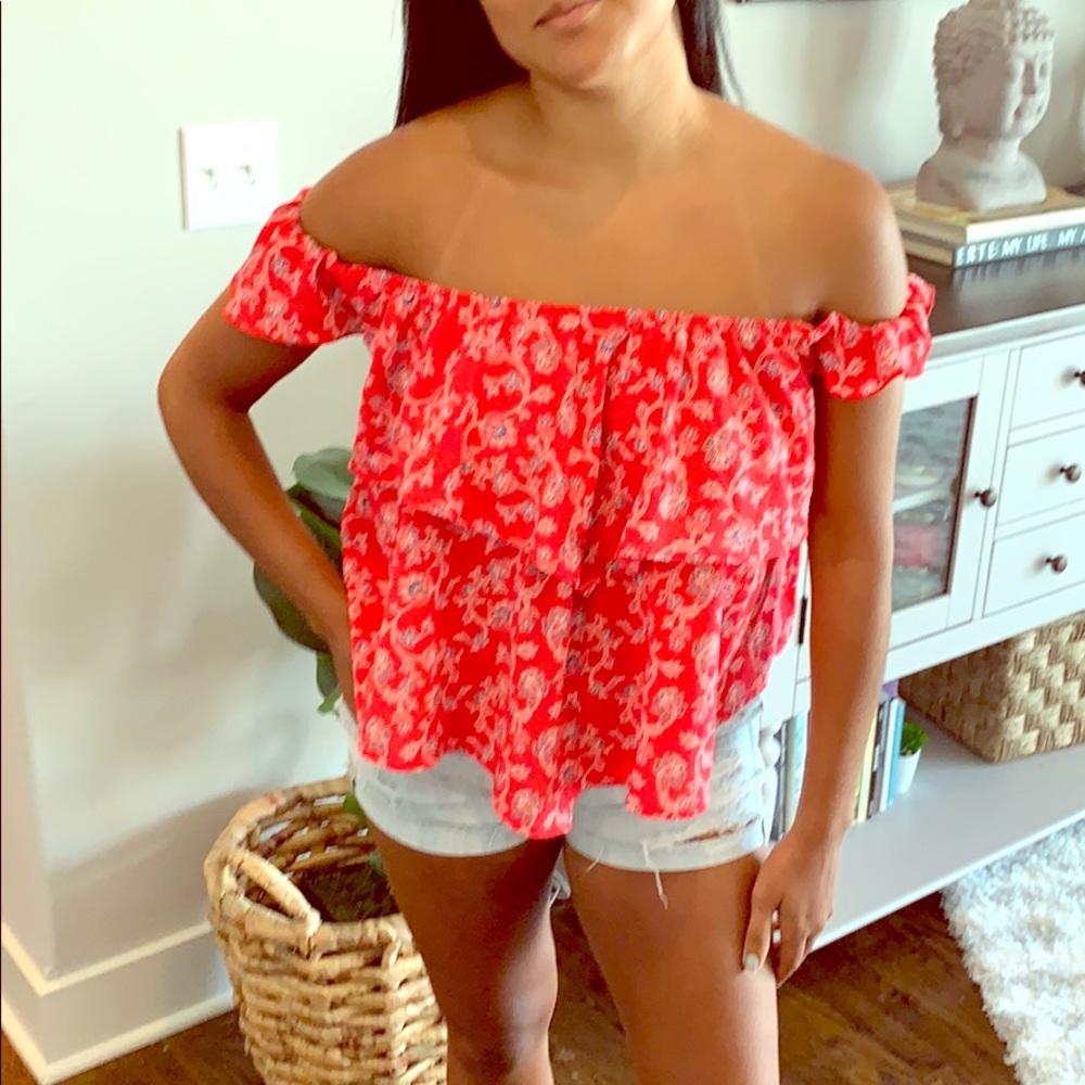 Off Shoulder Floral Blouse